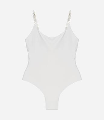 Maiô em Microfibra com Alças Decoradas com Pérolas