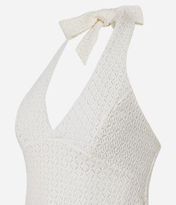 Vestido Longo em Renda com Estampa Floral Hibisco