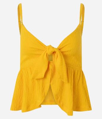 Blusa de Alça em Viscose Texturizada com Laço no Busto