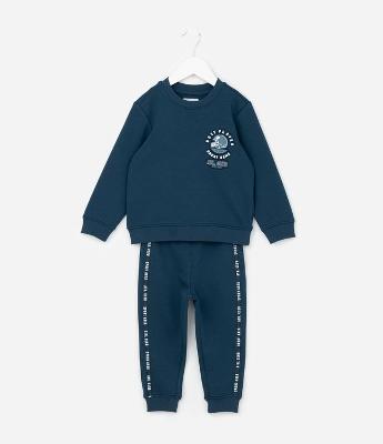 Conjunto Infantil Moletom College com Estampa Embossed - Tam 1 a 6 Anos