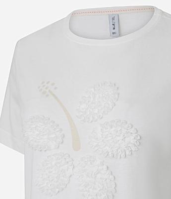 Camiseta em Algodão com Bordado 3D Floral