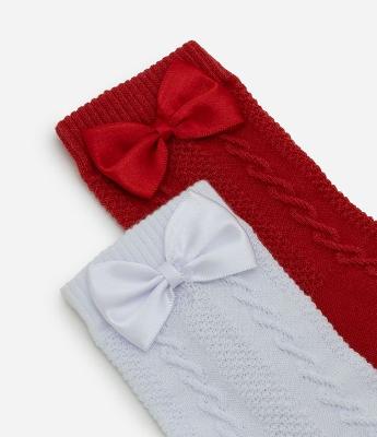 Kit 02 Meias Infantis Cano Médio com Laços - Tam 19/22 a 31/34