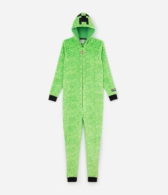 Pijama Jumper Infantil em Fleece com Bordado do Minecraft - Tam 5 a 14 Anos