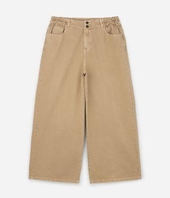 Calça Wide Leg em Sarja com Cós Clochard Curve & Plus Size