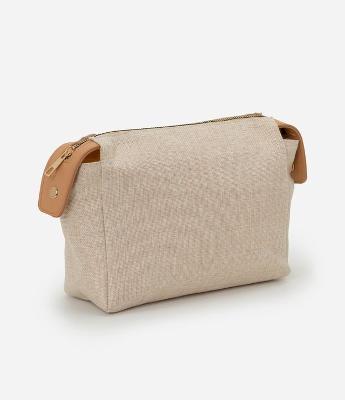 Necessaire Retangular em PU com Textura Canvas