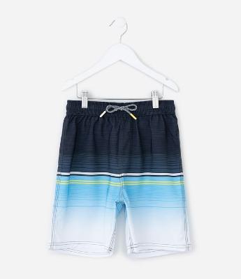 Bermuda Infantil de Banho com Estampa de Listras -Tam 5 a 14 Anos