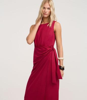 Vestido Evasê Longo em Piquet com Amarração