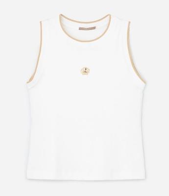 Blusa Regata em Ribana com Bordado de Concha Curve & Plus Size