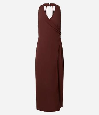 Vestido Longo Reto Alfaiatado com Decote Transpassado