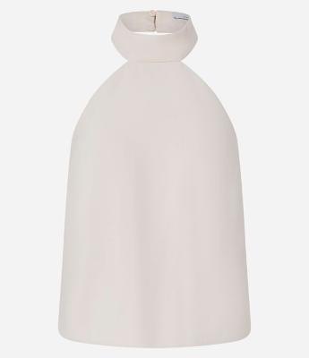 Blusa Alfaiatada Frente Única em Viscose com Gola Alta