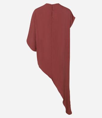 Blusa Alongada Alfaiatada em Viscose com Barra Assimétrica