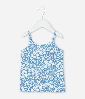 Regata Infantil Slim com Estampa Floral - Tam 1 a 6 Anos