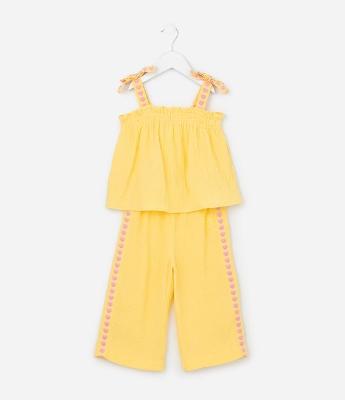 Conjunto Infantil com Corações e Texturizado - Tam1 a 6 Anos