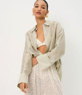 Camisa em Liocel com Linho e Abotoamento Frontal