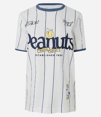 Camiseta T-shirt Listrada com Estampa Peanuts e Snoopy