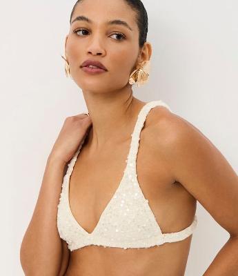 Top de Alça em Tricô com Paetês e Elástico