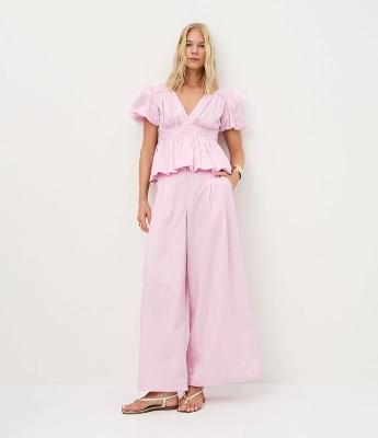 Calça Pantalona em Tricoline com Barra Ajustável