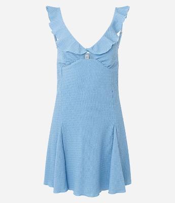 Vestido Evasê Curto com Nesgas na Saia e Texturizado