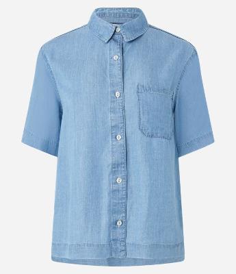 Camisa em Liocel com Botões Frontais e Bolso no Peito