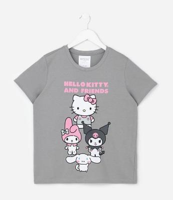 Camiseta Infantil com Estampa Hello kitty And Friends - Tam 5 a 14 Anos