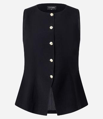 Colete Alfaiatado em Viscose com Barra Estruturada