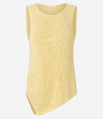 Blusa em Tricô com Decote Redondo e Barra Assimétrica