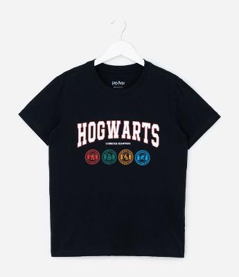 Camiseta Infantil Harry Potter Com Estampa Hogwarts - Tam 5 A 14 Anos