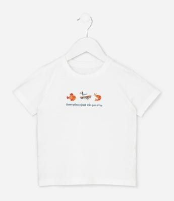 Camiseta Infantil com Estampa Ícones do Mar - Tam 1 a 6 Anos