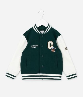 Jaqueta Infantil Bomber Em Moletom Com Bordado College - Tam 1 A 6 Anos