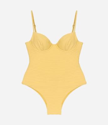 Maiô Meia Taça Texturizado em Microfibra com Alças Ajustáveis e Amarração nas Costas