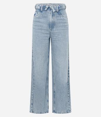 Calça Wide Leg em Jeans com Cós Virado