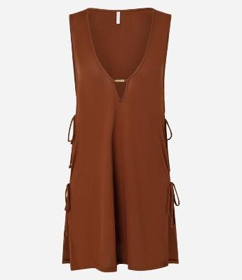 Saída de Praia Vestido Bata em Poliamida com Amarração