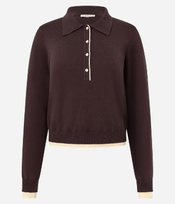 Blusa em Tricô com Gola Polo e Detalhes Contrastantes