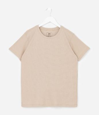 Camiseta Infantil Texturizada em Malha Quadrilê - Tam 5 A 14 Anos