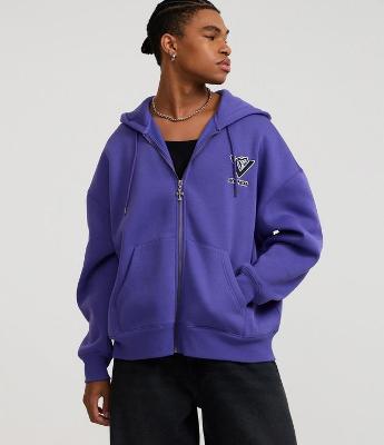 Casaco em Moletom com Felpa Aberto Com Ziper  e Estampa Lettering Viper Chaos