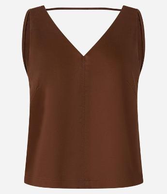 Blusa em Liocel com Decote U e Pregas no Busto