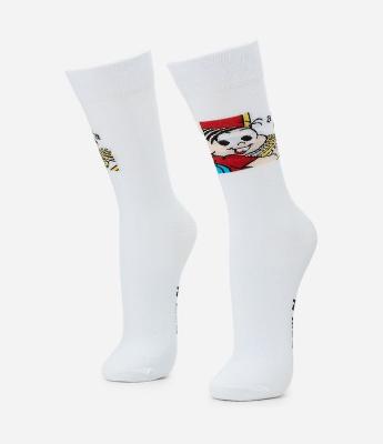 Meia Cano Alto Individual com Estampa Mônica Meme