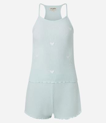 Pijama Short Doll em Ribana com Borboletas