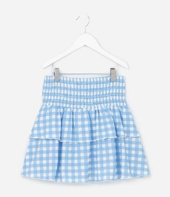 Saia Infantil Vichy com Cintura Lastex - Tam 5 a 14 Anos