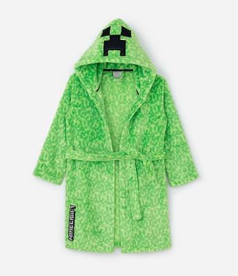 Roupão Infantil com Estampa Minecraft e Capuz Interativo - Tam 5 a 16 Anos