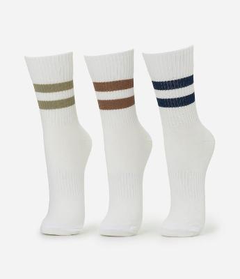 Kit 03 Meias Cano Médio Esportivas em Algodão com Listras