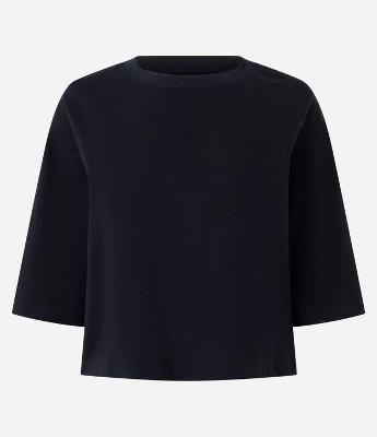 Camiseta Cropped em Algodão com Manga Curta