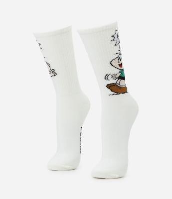 Meia Cano Alto em Algodão com Estampa Cebolinha Turma da Mônica