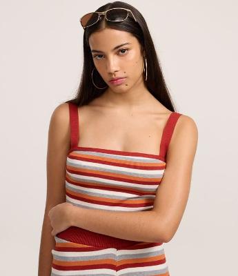 Blusa em Tricô com Estampa de Listras