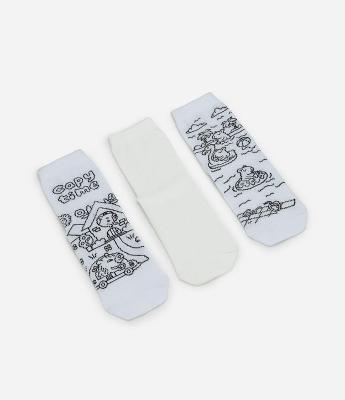 Kit 03 Meias Infantis em Algodão com Estampa Capivara - Tam 19 A 34