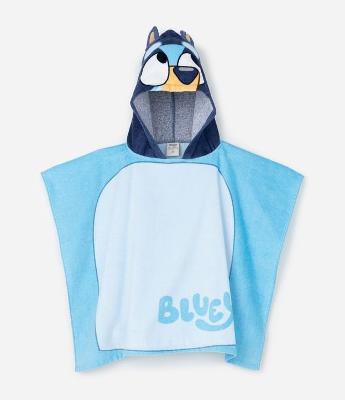 Poncho Infantil Atoalhado com Capuz e Estampa Bluey - Tam Único