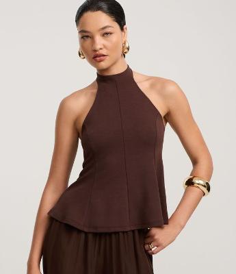 Blusa Peplum de Frente Única em Viscose