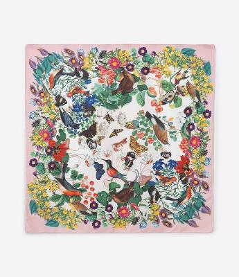 Lenço Quadrado Acetinado com Estampa Botânica Curve & Plus Size