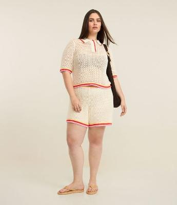 Blusa Cropped em Tricô com Gola Polo Curve & Plus Size