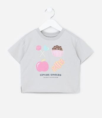 Camiseta Infantil em Cotton com Estampa de Doces - Tam 1 a 6 Anos